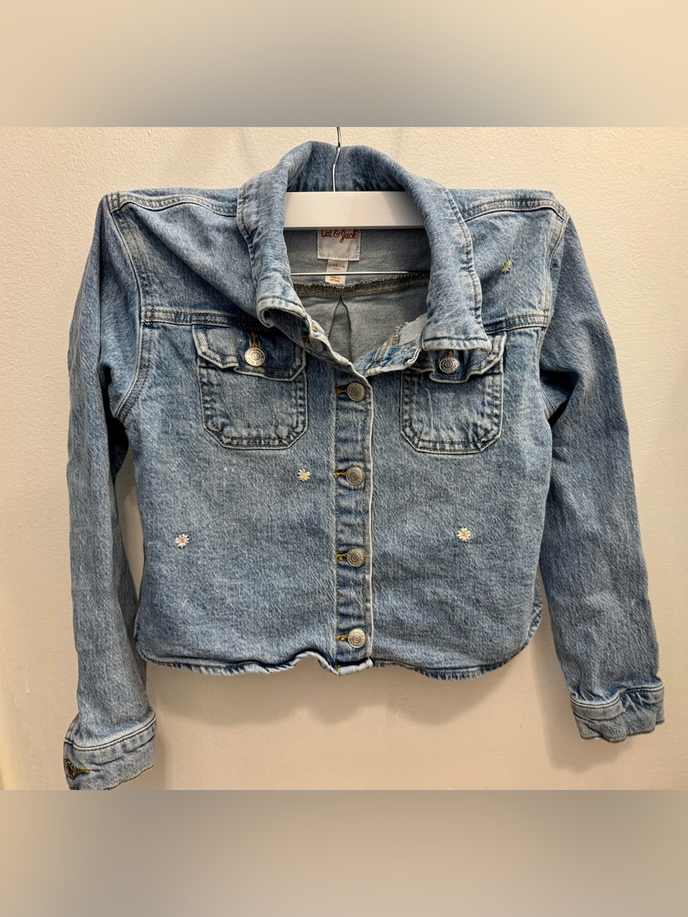 Cat & Jack Blue Denim Jacket with Daisy Accents